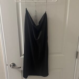 Dollskill Black Slip Dress with Chain Straps